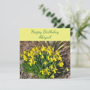 Spring Yellow Daffodils Flat Birthday Card