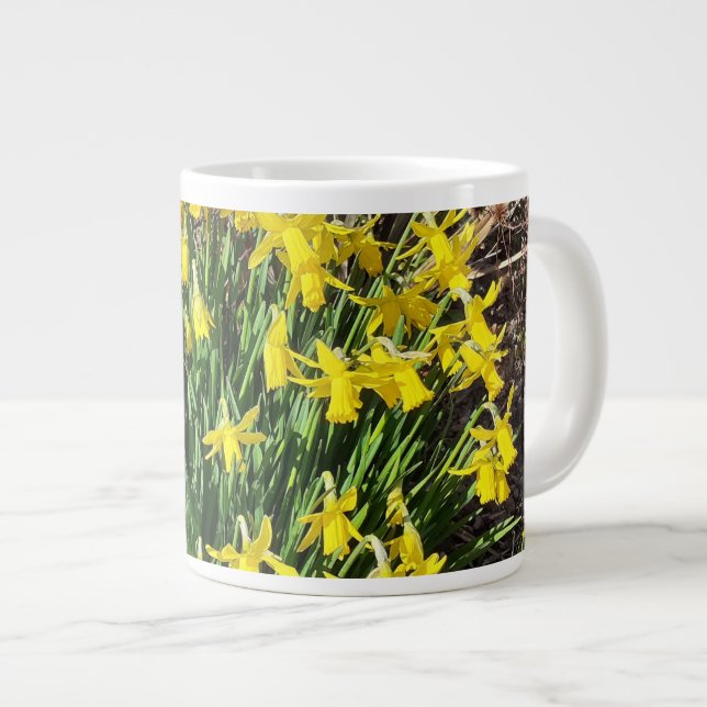 Spring Yellow Daffodils Large Coffee Mug (Front Right)
