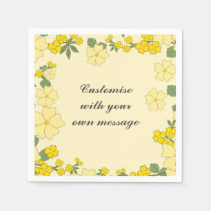 Spring Yellow Floral Custom Text Napkin