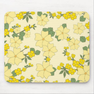 Spring Yellow Floral Pattern Mouse Mat