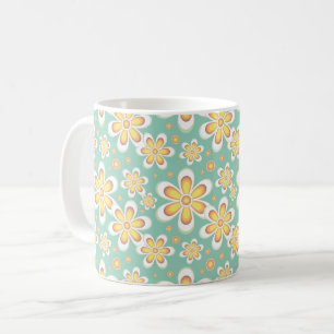 Spring Yellow Flowers on Green Coffee Mug