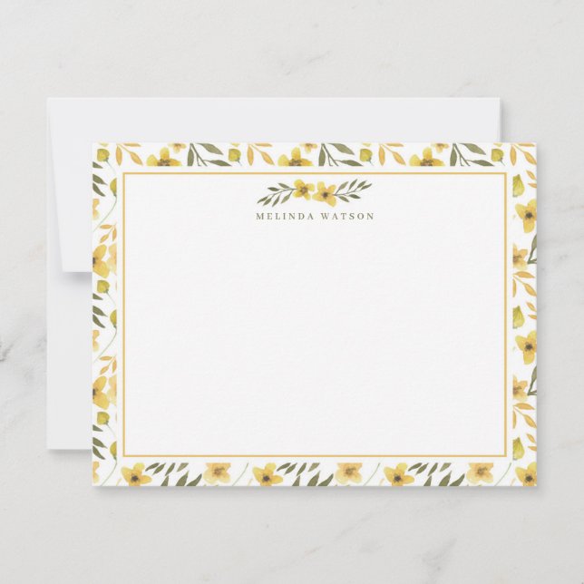 Spring Yellow Flowers Stationery Card (Front)