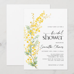 Spring Yellow Golden Mimosa Floral Bridal Shower Invitation