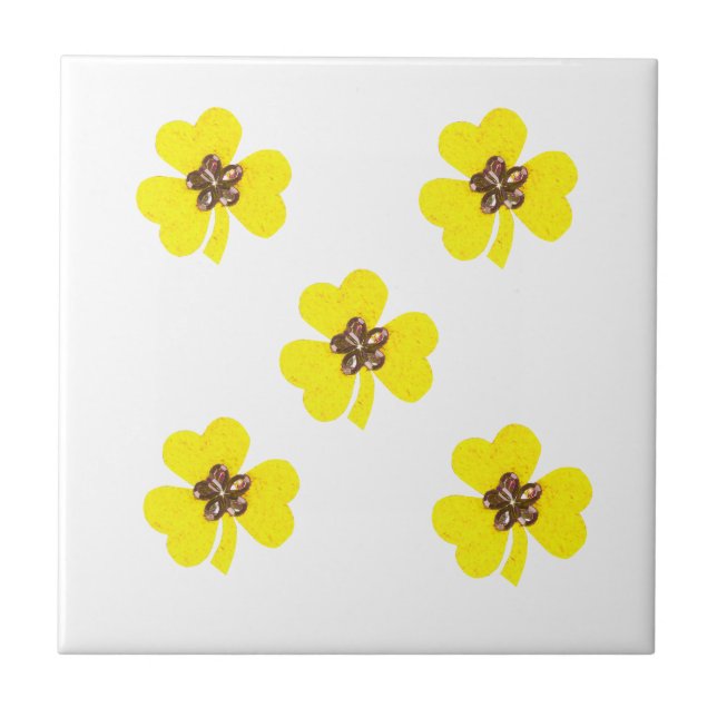 Spring yellow, light yellow clovers for kitchen tile (Front)