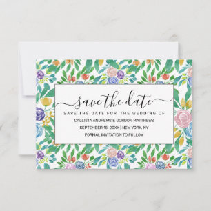 Spring Yellow Pink Orange Green Floral Watercolor Save The Date