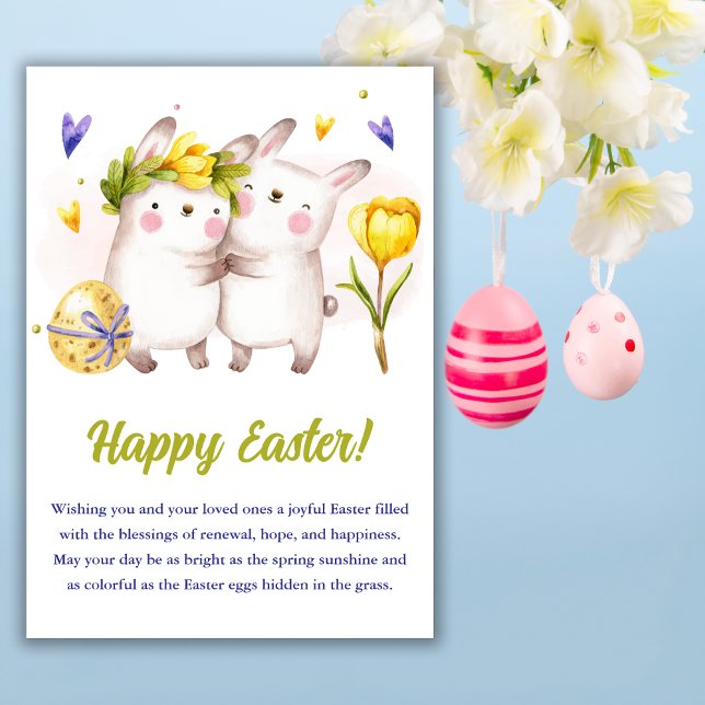 Spring Yellow Tulip Floral Bunny Easter Holiday Card (Creator Uploaded)