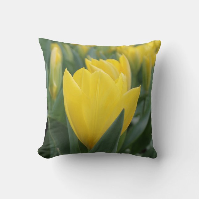 Spring Yellow Tulip Throw Pillow (Front)