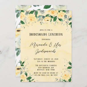 Spring Yellow Watercolor Peony Bridesmaids Lunch Invitation