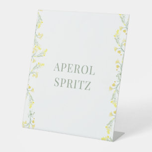 Spring Yellow Wildflower Bridal Shower DRINK Pedestal Sign