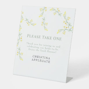  Spring Yellow Wildflower Bridal Shower Favour Pedestal Sign