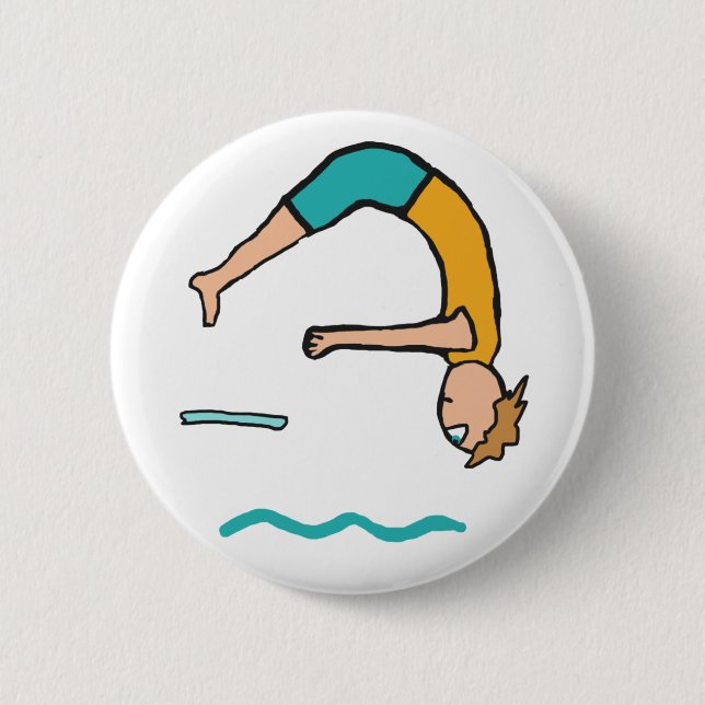 Springboard Diving 6 Cm Round Badge (Front)