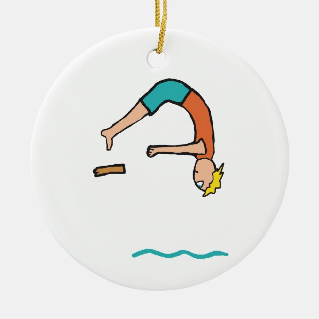Springboard Diving Ceramic Tree Decoration (Front)