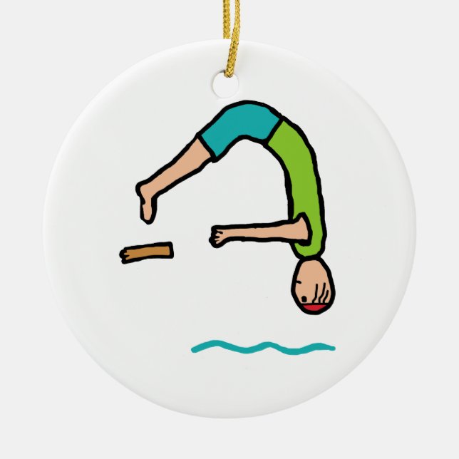 Springboard Diving Ceramic Tree Decoration (Front)