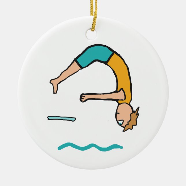 Springboard Diving Ceramic Tree Decoration (Front)