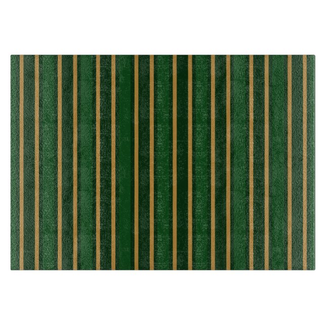 Springbok green and gold candy stripes cutting board (Front)