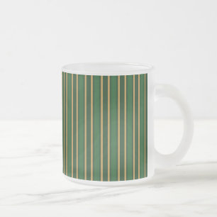 Springbok green and gold candy stripes frosted glass coffee mug