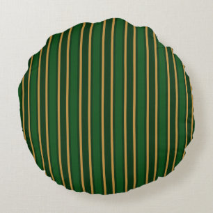 Springbok green and gold candy stripes round cushion