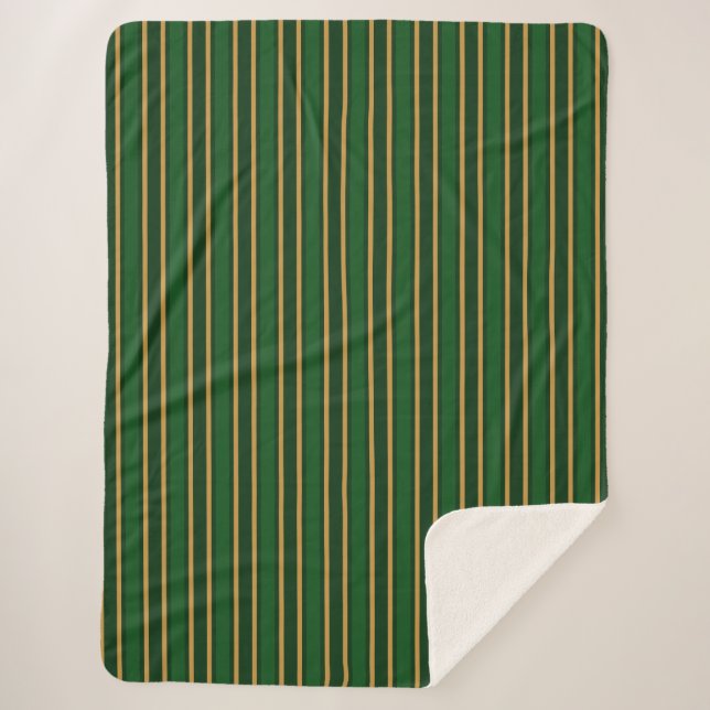 Springbok green and gold candy stripes sherpa blanket (Front)