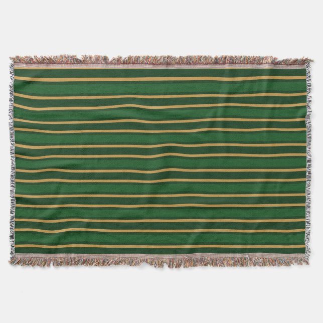 Springbok green and gold candy stripes throw blanket (Front)