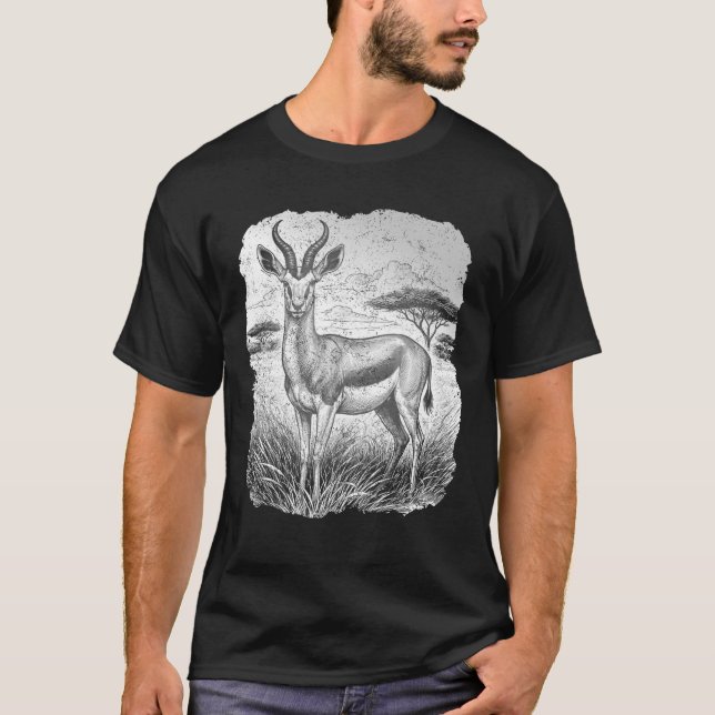 Springbok South Africa White Etching Fine Art. T-Shirt (Front)