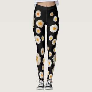 SpringCustom Leggings , White daisies floral art