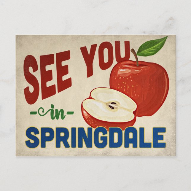 Springdale Arkansas Apple - Vintage Travel Postcard (Front)