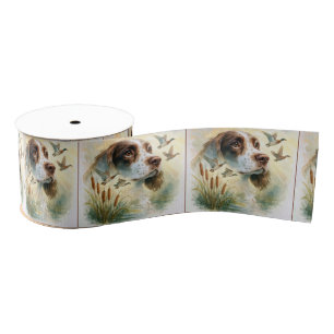 Springer Spaniel and Mallard Duck Double Exposure Grosgrain Ribbon