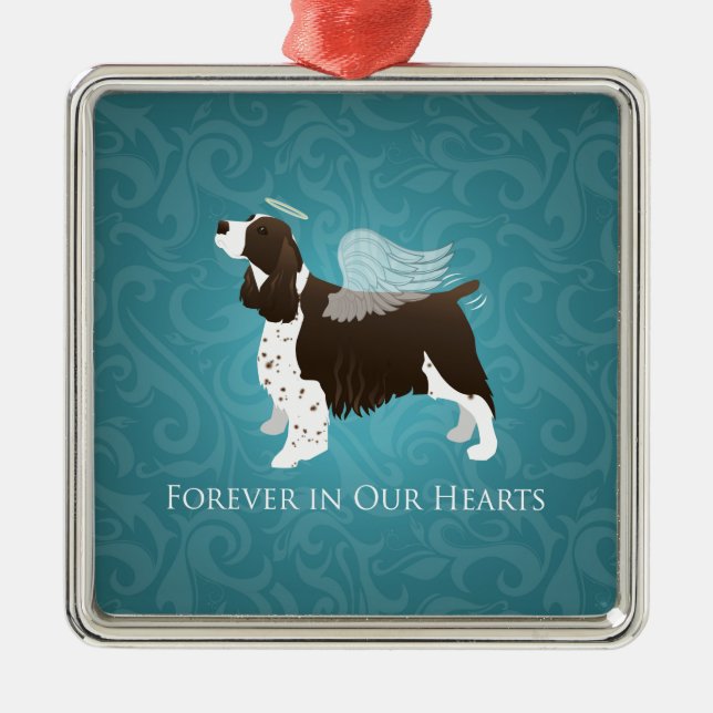 Springer Spaniel Angel - Pet Memorial Metal Tree Decoration (Front)