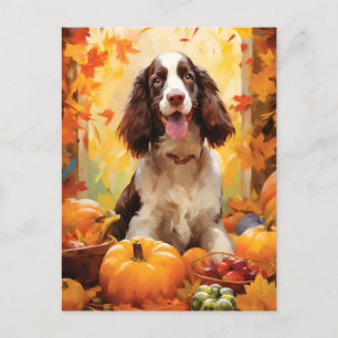 Springer Spaniel Autumn Thanksgiving Postcard