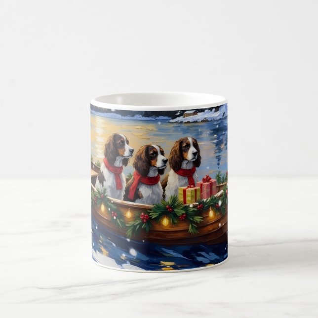 Springer Spaniel Christmas Boat Holiday Coffee Mug (Center)