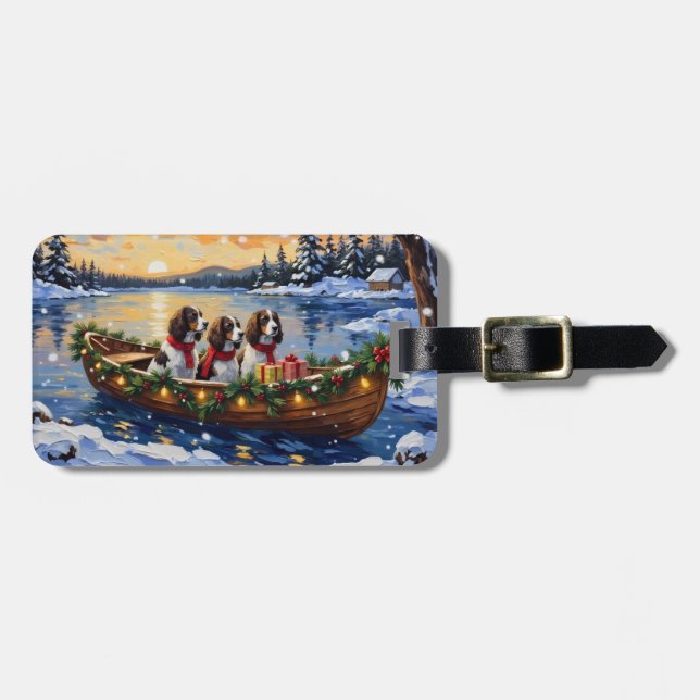 Springer Spaniel Christmas Boat Holiday Luggage Tag (Front Horizontal)