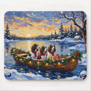 Springer Spaniel Christmas Boat Holiday Mouse Mat