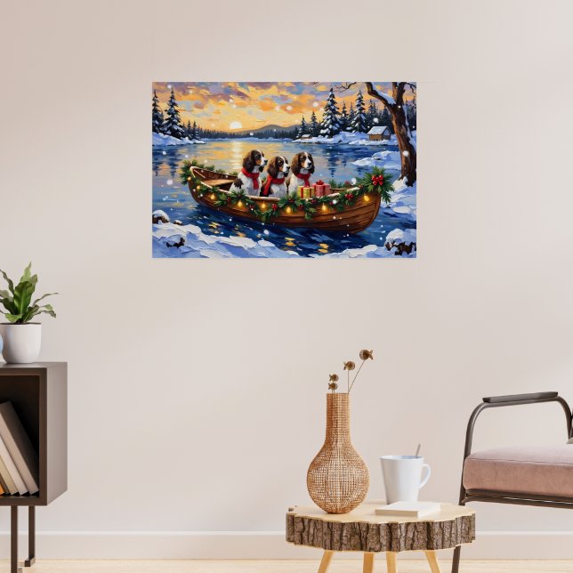 Springer Spaniel Christmas Boat Holiday Poster (Living Room 3)