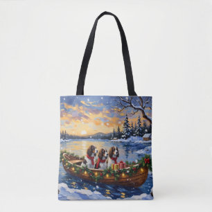 Springer Spaniel Christmas Boat Holiday Tote Bag