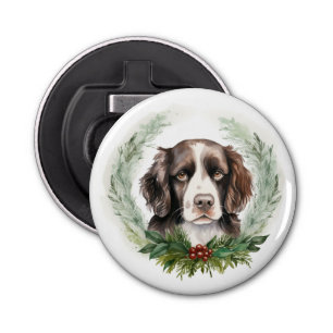 Springer spaniel Christmas Wreath Festive Pup Bottle Opener