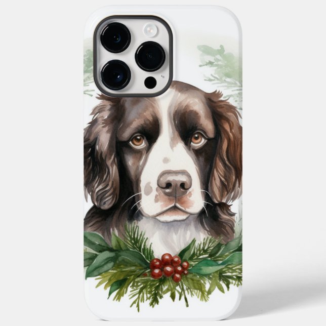 Springer spaniel Christmas Wreath Festive Pup Case-Mate iPhone Case (Back)