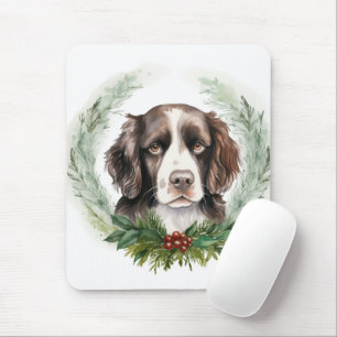 Springer spaniel Christmas Wreath Festive Pup Mouse Mat