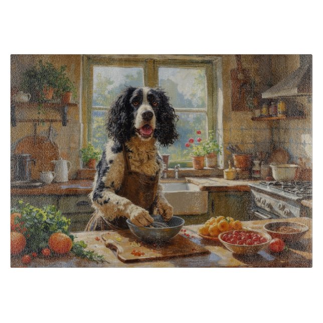 Springer Spaniel Cooking in Kitchen Cutting Board (Front)
