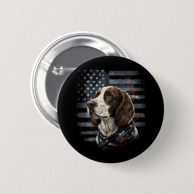 Springer Spaniel Dog American Flag 6 Cm Round Badge (Front & Back)