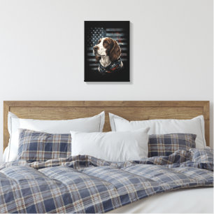 Springer Spaniel Dog American Flag Canvas Print