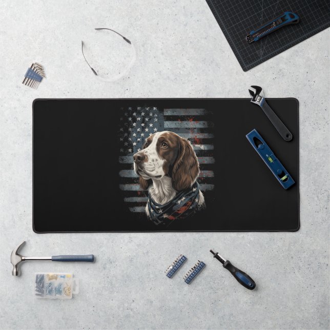 Springer Spaniel Dog American Flag Desk Mat (Workstation)