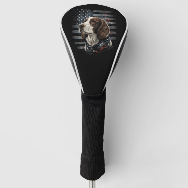 Springer Spaniel Dog American Flag Golf Head Cover (Front)