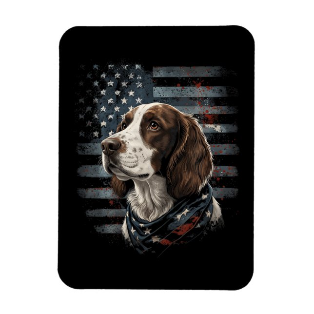 Springer Spaniel Dog American Flag Magnet (Vertical)