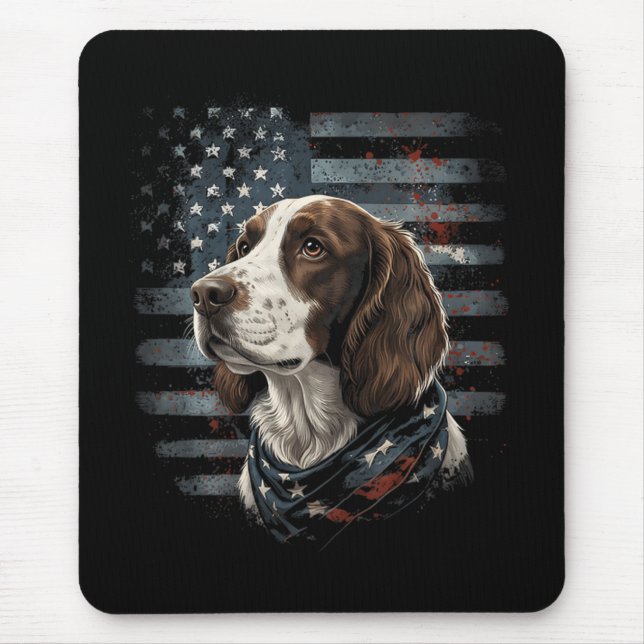 Springer Spaniel Dog American Flag Mouse Mat (Front)