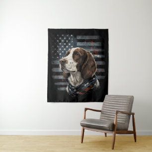 Springer Spaniel Dog American Flag Tapestry