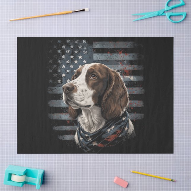 Springer Spaniel Dog American Flag Tissue Paper (Craft)