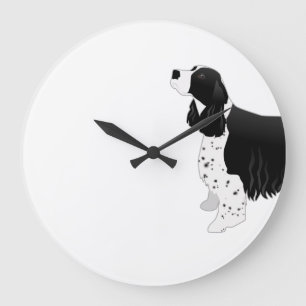 Springer Spaniel Dog Basic Breed Silhouette Black Large Clock