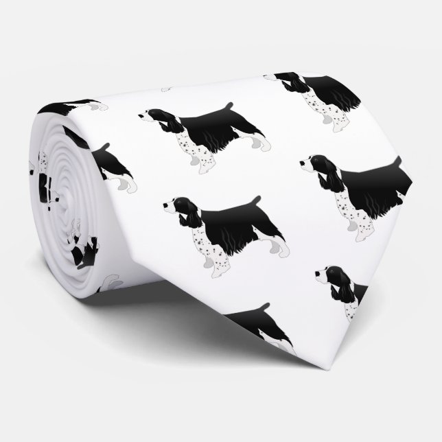 Springer Spaniel Dog Basic Breed Silhouette Black Tie (Rolled)