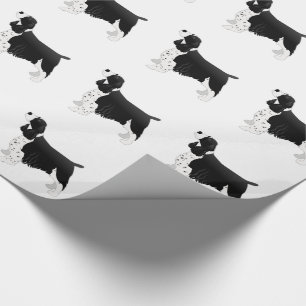 Springer Spaniel Dog Basic Breed Silhouette Black Wrapping Paper