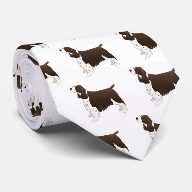 Springer Spaniel Dog Basic Breed Silhouette Brown Tie (Rolled)